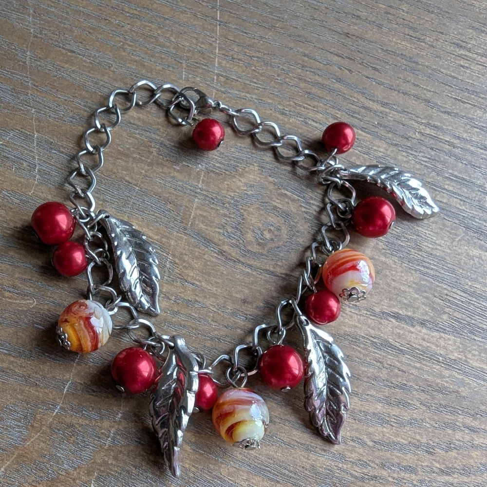 Colorful Silver Toned Beaded Bracelet